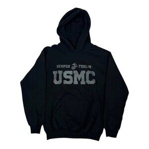 Black Ink Design USMC Hoodie Mens Small Black Semper Fidelis Pullover hoodie